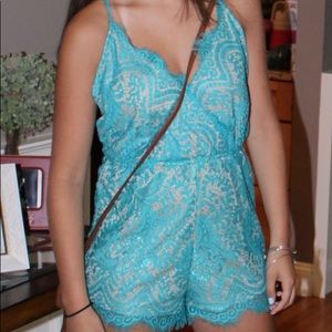 Blue lace romper
